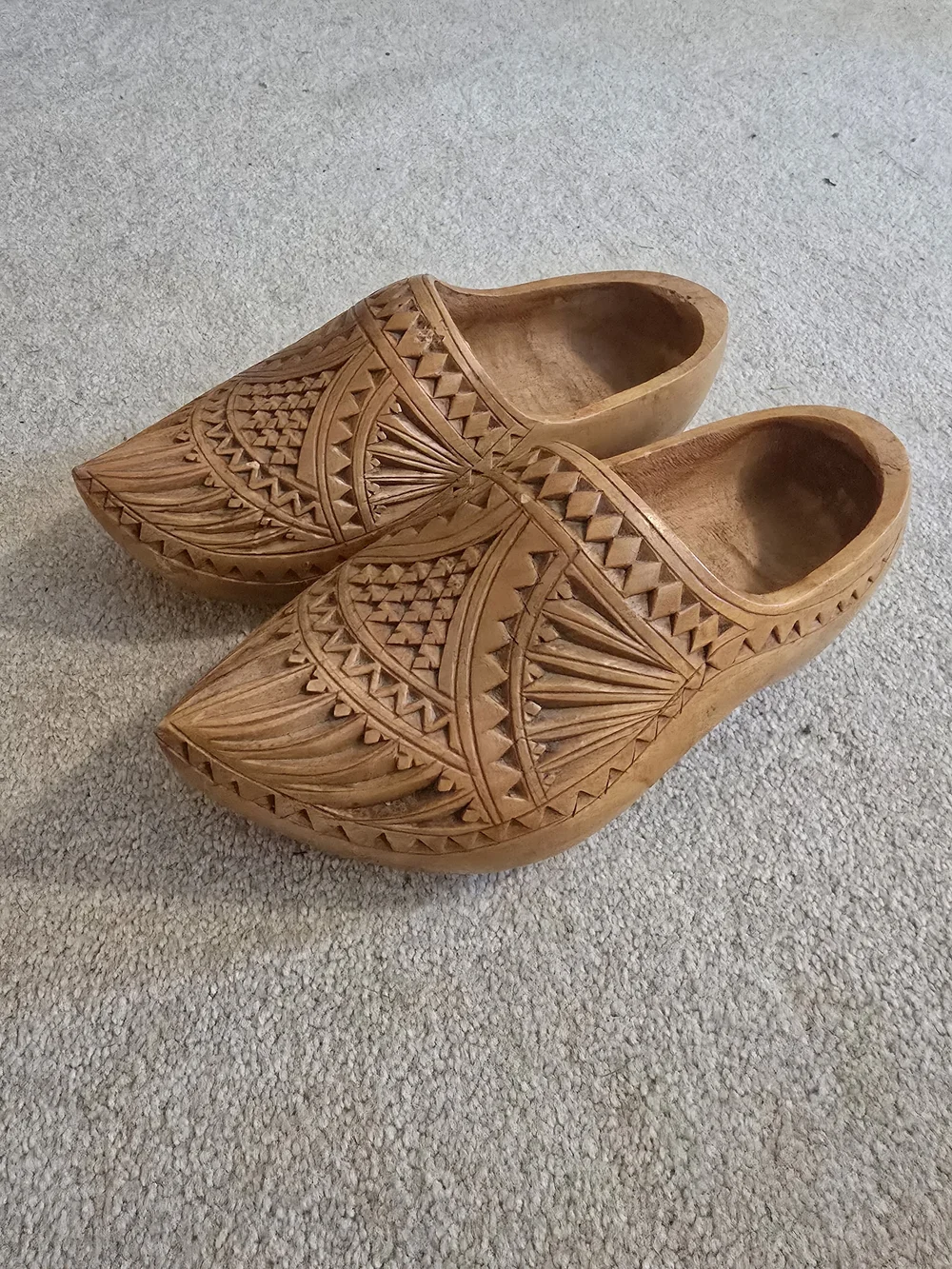 Vintage Hand-Carved Wooden Moroccan Shoes